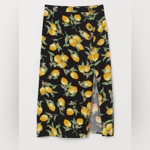 H&M Divided Black Lemon Midi Skirt